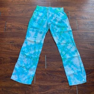 Allen Allen Aqua and Lime Tie-Dye Straight Leg Pants